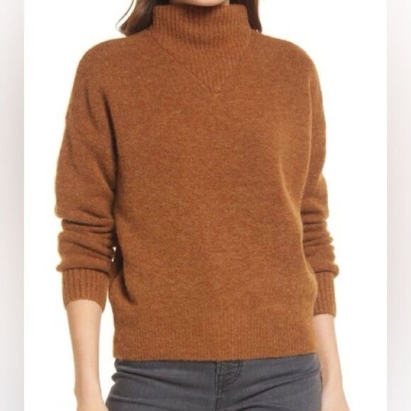 Madewell Dillon Mock Neck Wool/Alpaca Sweater in Heather Cumin Size Small - Picture 1 of 8